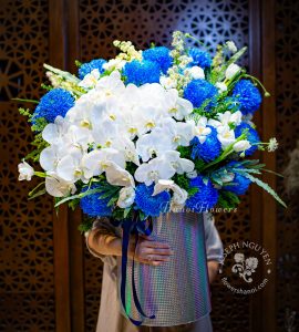 Cúc Mẫu Đơn Xanh với Hồ Điệp Trắng